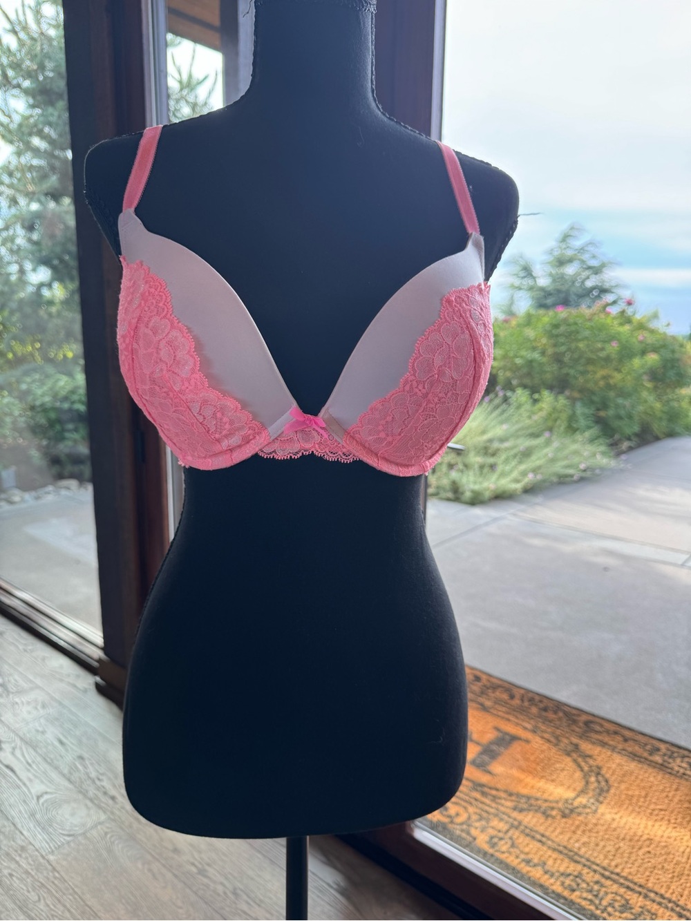 Vintage Y2K Victoria’s Secret Pink Lace Push-Up Bra 32DDD